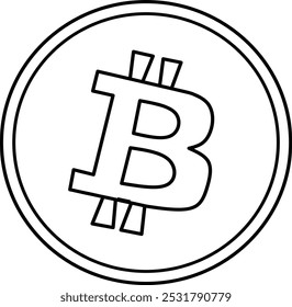 Icono de línea de bitcoin simple. Pictograma de trazo. Ilustración vectorial aislada en un fondo blanco. Símbolo de calidad de Premium. Signo de Vector para móvil