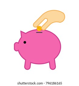 Simple Bitcoin Piggy Bank Saving Vector Illustration Graphic Design