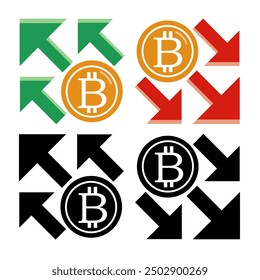 Simple bitcoin price up and down icon