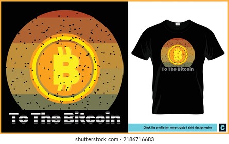 Einfache Bitcoin sagt T-Shirt Design Vektorgrafik. Retro, Vintage-Stil.