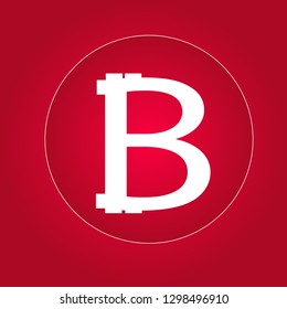 Simple bitcoin symbol on red background. Currency icon design