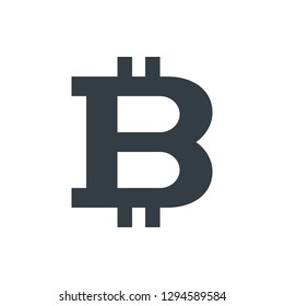 Simple bitcoin symbol on white background. Currency icon design.