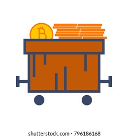 Simple Bitcoin Train Cart Vector Illustration Graphic Design