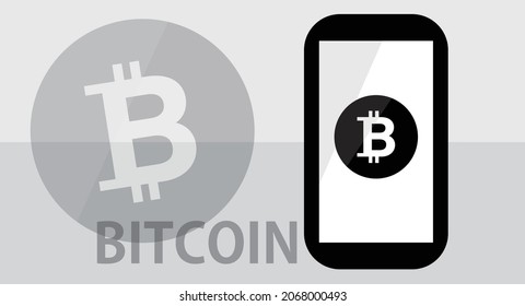 Imagen simple vectorial de bitcoin en tono monocromo.