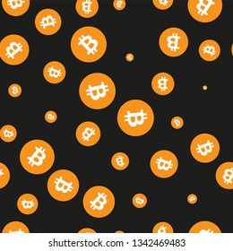 Simple Bitcoins seamless pattern symbols. Background and texture.