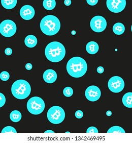 Simple Bitcoins seamless pattern symbols. Background and texture.