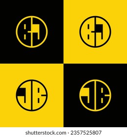 Simple BJ and JB Letter Circle Logo Set, suitable for business with BJ or JB initial.