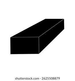 Vetor de bloco retangular preto 3D simples com uma vista isométrica. Útil para ilustrar formas geométricas, componentes industriais ou formas sólidas básicas em projetos técnicos e de design
