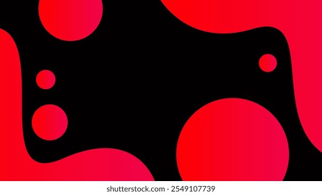 Simple black abstract background with pink circle and wave motifs