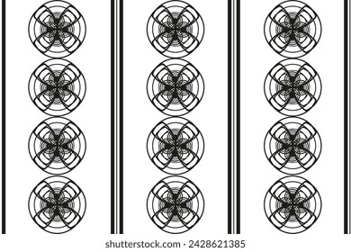 Simple black abstract design t-shirt print. Seamless pattern with Geometric mental Circles isolated white background. Geometrical ornament. Vector illustration can used wallpaper print. EPS 10