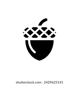 Simple black acorn icon, acron logo vector.