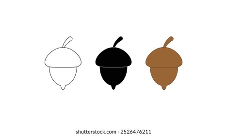 Simple black acorn icon, acorn logo vector. Acorn, oak nut seed, oak tree fruit, colorful and line icon set. Vector flat outline icon.