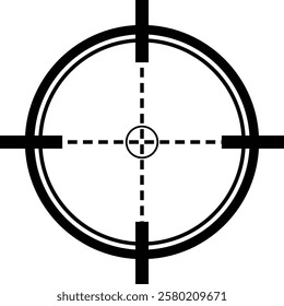 Simple black aiming icon illustration dotted line