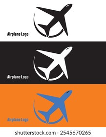 Logotipo negro simple del avión con 3 colores