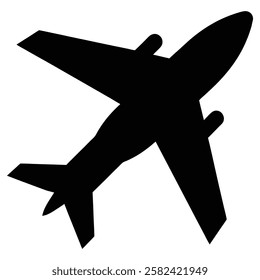 Simple Black Airplane Silhouette vector art on White Background