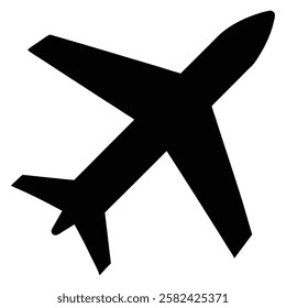 Simple Black Airplane Silhouette Vector Graphic