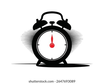 Simple black alarm clock icon isolated in time concept isolated on white background
