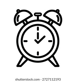 Icono de reloj de alarma negro simple aislado sobre fondo blanco