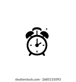 Simple black alarm clock, ringing