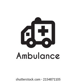 Simple Black Ambulance Outline Style Icon Design