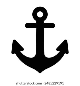 Simple black anchor silhouette image. Vector illustration