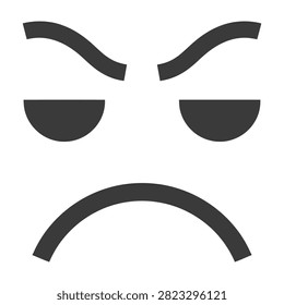 A simple black angry face emoticon with furrowed eyebrows and a downturned mouth