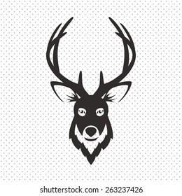 Simple Black Animal Portrait Vector Illustration. Deer