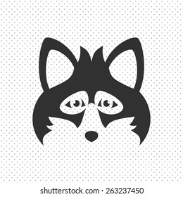 Simple Black Animal Portrait Vector Illustration. Fox