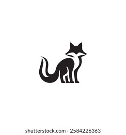 Simple Black Animal Silhouette Logo Fox