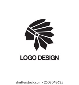 simple black apache chief for logo design