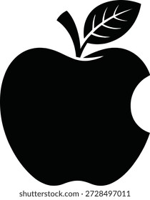 Una simple manzana negra con un mordisco sacado de su silueta, disponible para la obtención de licencias comercial.