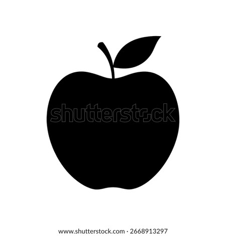 Simple black apple fruit silhouette icon isolated on white background.