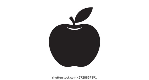 Einfache schwarze Apfelsilhouette einzeln auf transparentem Hintergrund