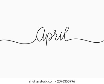 simple black April text calligraphic lettering continuous lines element for month theme like header, background, banner, cover, card, label, wallpaper, wrapping paper etc. vector design.