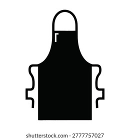 Simple black apron icon representing professional culinary service. Perfect for restaurant menus, cooking tutorials, kitchenware stores, and hospitality industry apps.