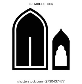 Simple black archway designs, featuring a bold silhouette style, create a distinct visual impact.