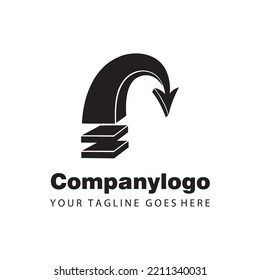 simple black arrow 3d style for logo company