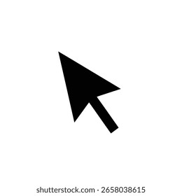 Icono de cursor de flecha negra simple sobre fondo blanco