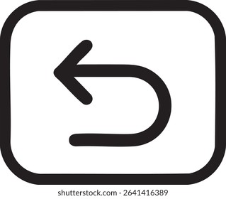 A simple black arrow curves back to the left, enclosed within a rounded rectangle shape on a white background.