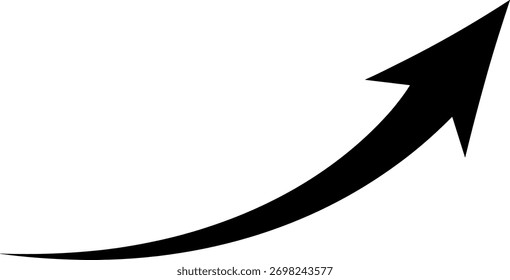 Ein einfacher schwarzer Pfeil kurvt nach oben und zeigt den Fortschritt und die positive Richtung an.