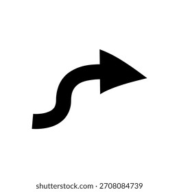 Diseño simple de flecha negra: icono de puntero de navegación en estilo de Vector plano