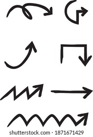 simple black arrow doodle set 