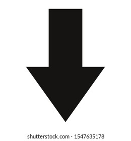 Simple black arrow down symbol isolated on white, download icon