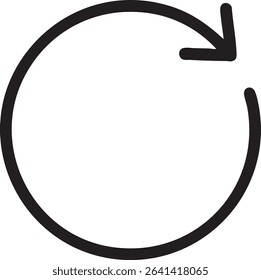 A simple black arrow forming a circle pointing to the right, representing refresh, reload, repeat, or cycle.