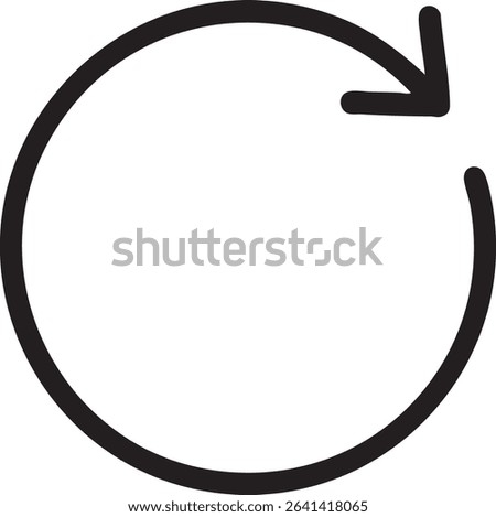 A simple black arrow forming a circle pointing to the right, representing refresh, reload, repeat, or cycle.