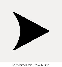 Ein einfaches schwarzes Pfeilsymbol auf hellem Hintergrund. Der Pfeil zeigt nach rechts, mit einem fetten und minimalistischen Design. Perfekt für Navigations- oder Richtungsthemen. Design-Element-Vektor.
