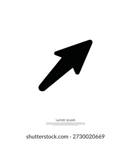 A simple black arrow icon on a white background with placeholder text below