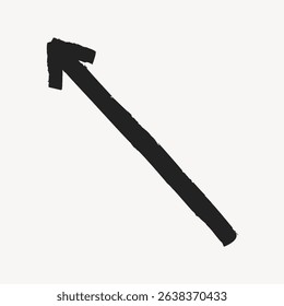 Simple black arrow pointing diagonally upwards on a light background. Bold arrow design, minimalistic arrow style, directional arrow symbol. Doodle illustration vector.