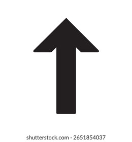 Simple black arrow pointing directly upwards on a clean