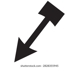 Simple black arrow pointing downward diagonal with direction diagonal navigation minimalist directionality pointing downward interface blackandwhite isolated illustration business movement